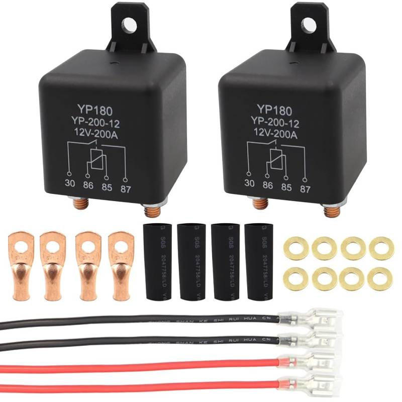 AXCAR Relais 12V 24V 250A Dauertyp Hochleistungs-Motorrad-Batterie-Steuerschalter Terminal Starter-Relais-Sockel-Kit(200A) von AXCAR