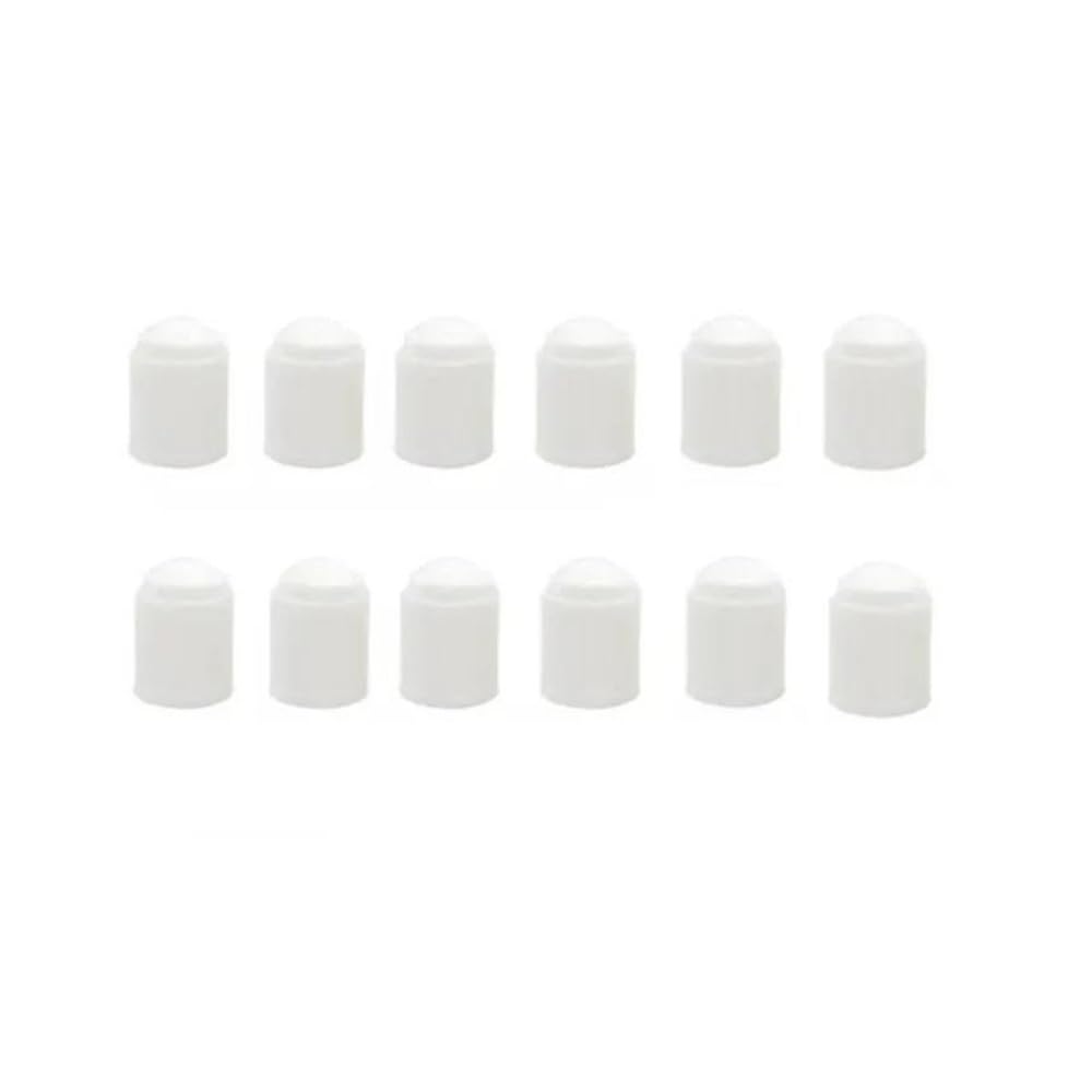AXCAR Universal-Ventilkappe Aus Kunststoff Rad-Reifen-Luftvorbau-Abckung Staub-Reifen-Ventilkappen Für Auto Und Motorrad Motorrad Bolzen(White 12pcs) von AXCAR