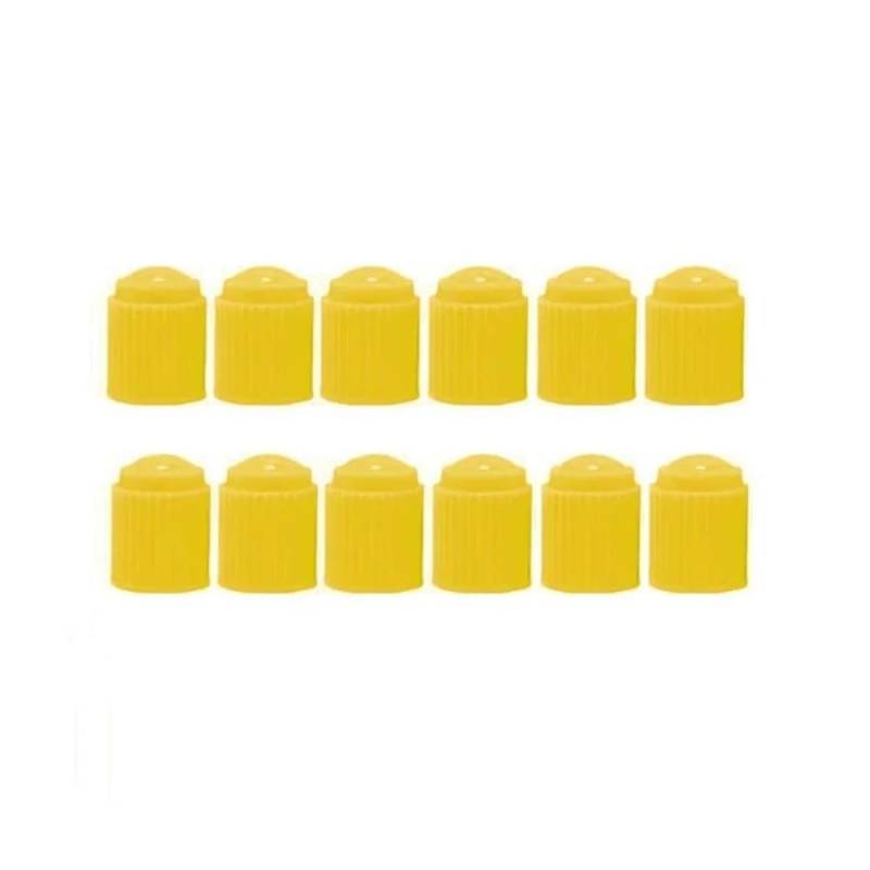 AXCAR Universal-Ventilkappe Aus Kunststoff Rad-Reifen-Luftvorbau-Abckung Staub-Reifen-Ventilkappen Für Auto Und Motorrad Motorrad Bolzen(Yellow 12pcs) von AXCAR