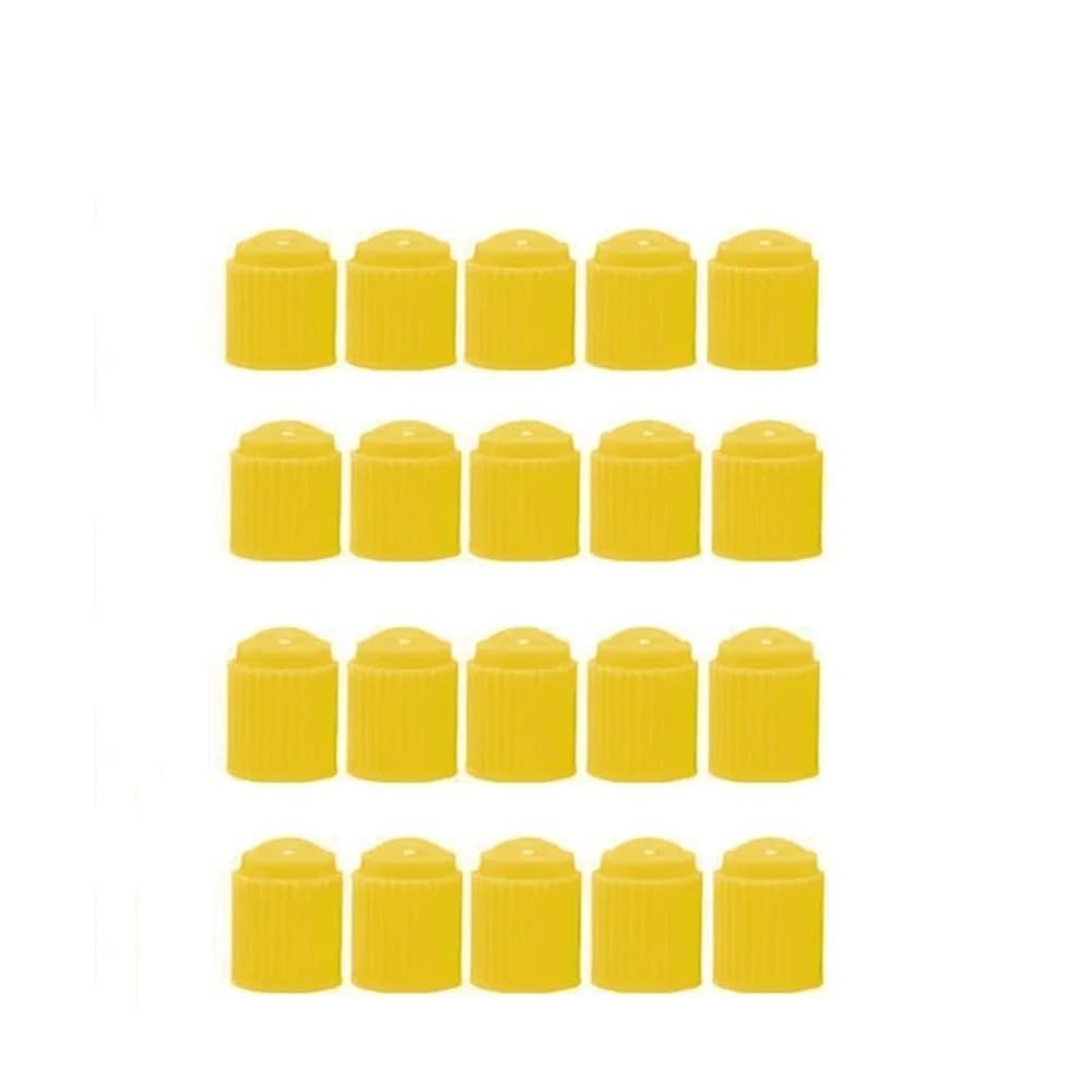 AXCAR Universal-Ventilkappe Aus Kunststoff Rad-Reifen-Luftvorbau-Abckung Staub-Reifen-Ventilkappen Für Auto Und Motorrad Motorrad Bolzen(Yellow 20pcs) von AXCAR