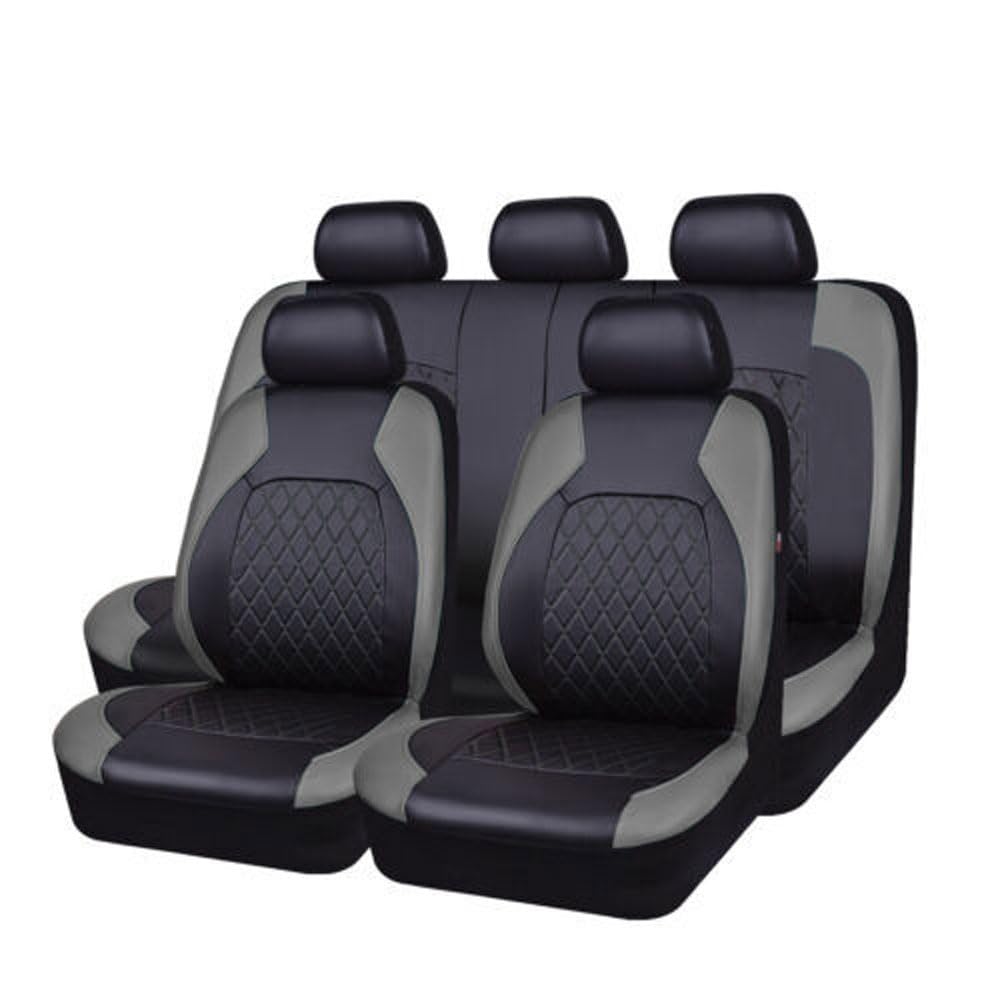 Auto Sitzbezüge Sets für Skoda Kodiaq/(5seats)/2016–2023,Auto Aus Leder Set Sitzbezug wasserdichte Autositzschoner,Innenraum Zubehör,A/Gray von AXEP