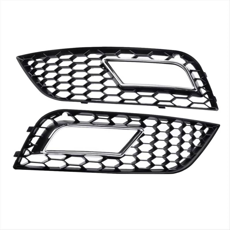 AXTAZS Kompatibel Mit A4 Für Quattro 2013 2014 2015 2016 8K0807681L Auto Frontstoßstange Nebelscheinwerfer Wabengrillabdeckung Chrom Autozubehör Nebel Lampe Grill von AXTAZS