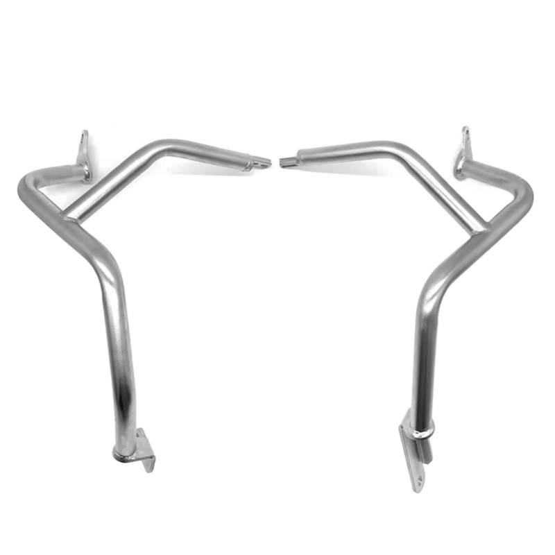 AXTAZS Motorschutz Crash Bar Kompatibel Mit Benelli Für TRK702 Für TRK702X 2022 2023 Motorrad-Ober- Und Unter-Crash-Bar-Motorschutz-Stoßfänger-Stunt-Käfig-Zubehör(Silver) von AXTAZS