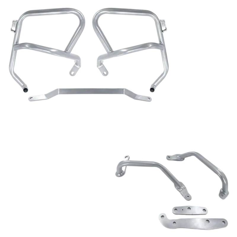 AXTAZS Motorschutz Crash Bar Kompatibel Mit Ducati Für Multistrada Für V4 Für V4S 2020 2021 2022 2023 2024 Motorrad-Motorstoßstangenschutz Crash Bar Motorrahmenschutz(Silver,1 Set) von AXTAZS