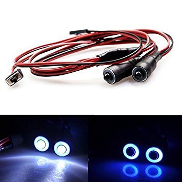 AXspeed 10mm 2Lights Engel Eyes & Demon Eyes Light Scheinwerfer Rücklicht für 1/10 RC Auto (Blau + Weiß) von AXspeed