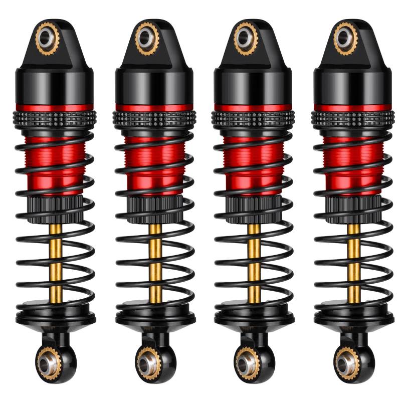 AXspeed Aluminium-Stoßdämpfer-Kits, 4 Stück, vorne und hinten, Stoßdämpfer für 1:18 ARRMA GRANITE GROM RC Auto (schwarz und rot) von AXspeed