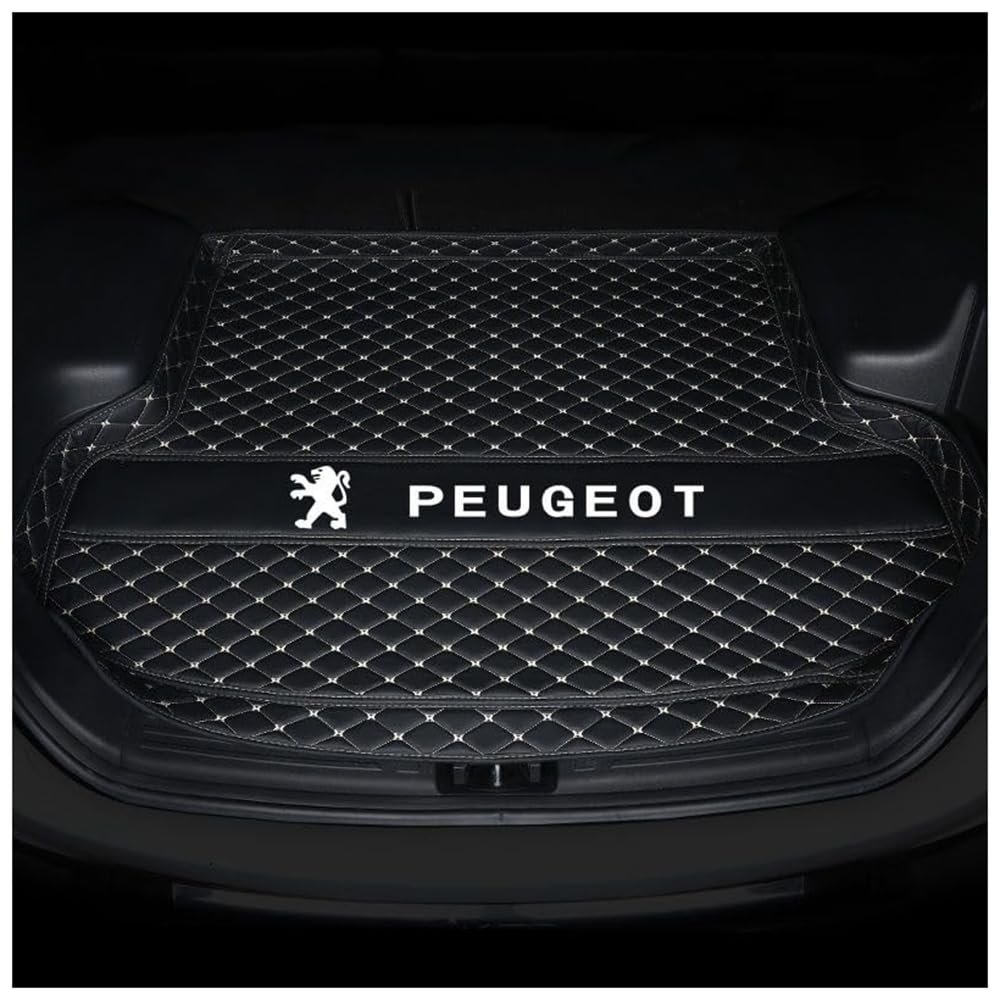 Auto Leder Kofferraummatten, Für Peugeot 408 2010-2013 Langlebiges Wasserdicht Kratzfest Kofferraumwanne Schutzmatte, Innenraum ZubehöR,C von AYBEN