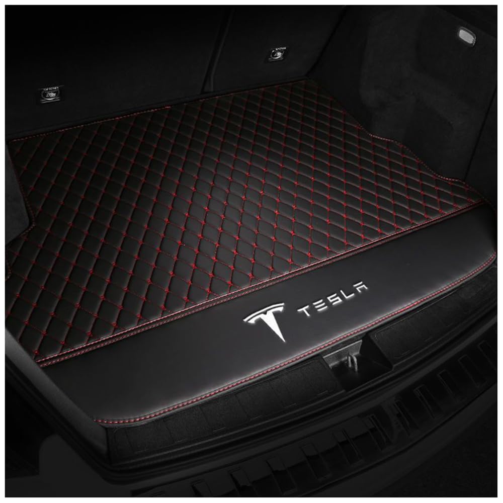Auto Leder Kofferraummatten, Für Tesla Model X 2023 5-Seater Langlebiges Wasserdicht Kratzfest Kofferraumwanne Schutzmatte, Innenraum ZubehöR,C von AYBEN