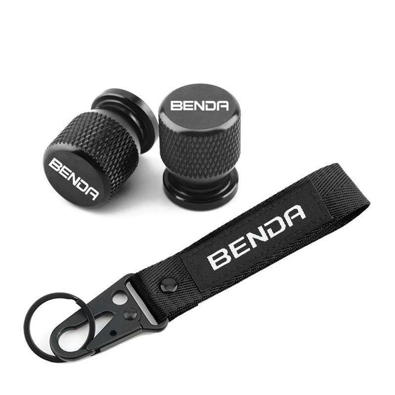 Reifenventilabdeckung Für Benda Chinchilla 300 450 Rock300 LFS700 LFC700 Motorcyle Zubehör Stickerei Keychain Schlüssel Ring & Rad Reifen Ventil Kappe Abdeckung(1 Set Black) von AYCATICUNT