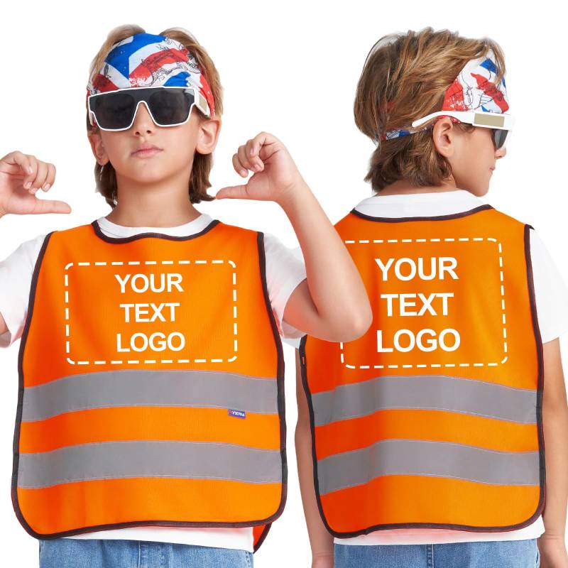 AYKRM Kinder Warnweste Reflektoren 6-9Y Orange - Sichere Universal Größe Für Kids von AYKRM