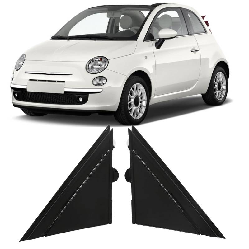 1SH17KX7AA 1SH16KX7AA Türspiegelabdeckung, Spiegeldreieck Ersatz Spiegel links rechts Verkleidung Fahnenabdeckung für FIAT 500 2012-2017 (Glänzend schwarz) von AYNEFY