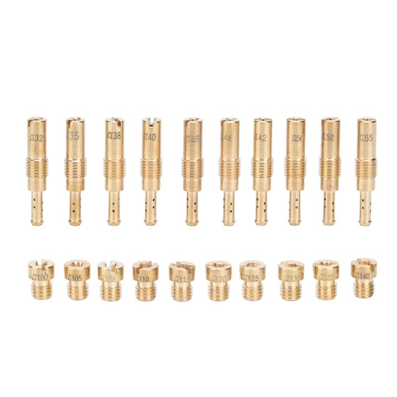 20-teiliges Vergaser-Hauptdüsen-Set, 10 Vergaser-Hauptdüsen + 10 Langsame Pilotdüsen, Messing-Düsen-Set, Motorrad-Vergaser-Hauptdüsen-Set, Düsen, Langsame Pilotdüsen für von AYNEFY