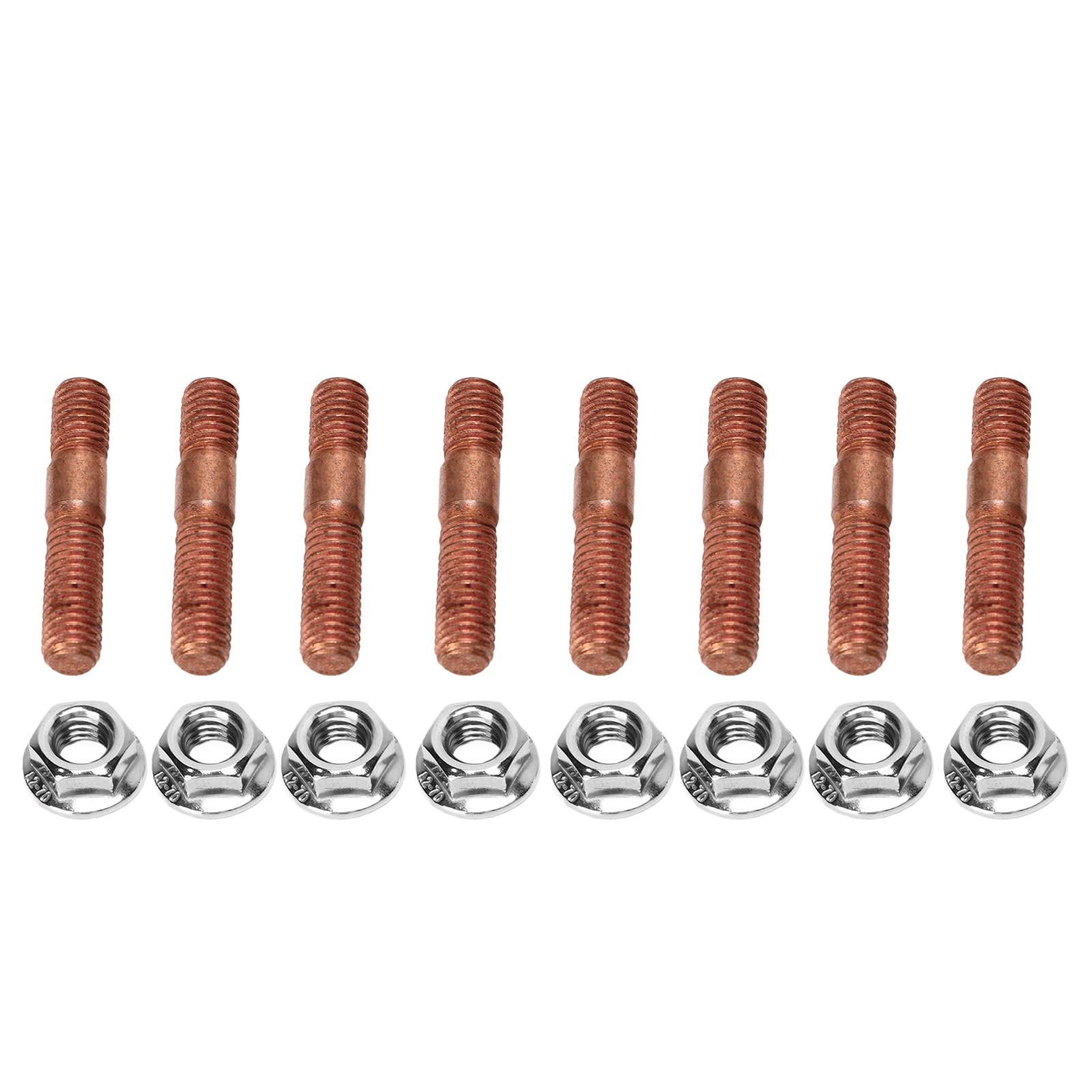8-teiliges M8 1,25-Gewinde-Turbo-Stehbolzen-Set, Metalllegierung, Hochdruckbeständig, Abgaskrümmer-Stehbolzen, Muttern-Hardware, Wiederherstellung der Motoreffizienz, Stabile von AYNEFY