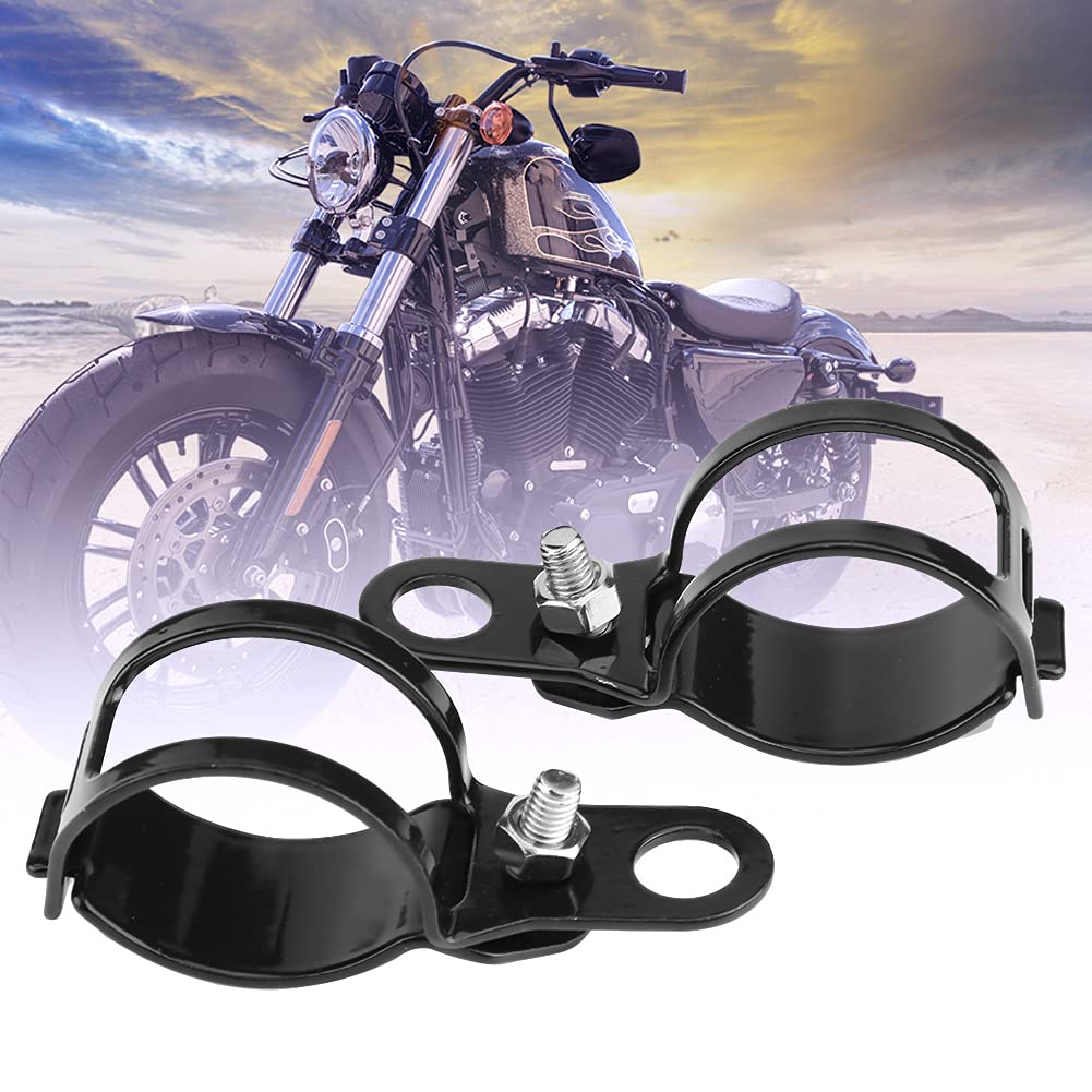 AYNEFY 2 Stück Motorrad Blinkerhalterung Blinkerhalterung passend für 30-45mm Vorderradgabel Roller Universal Metall Blinkerklemmen (Schwarz) von AYNEFY