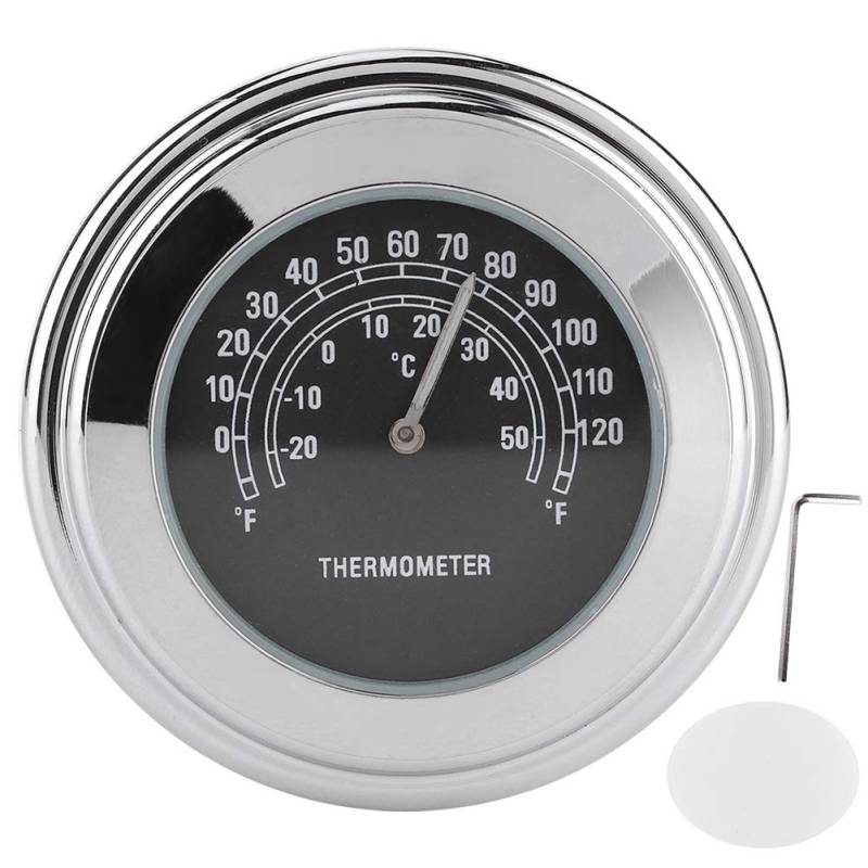 Fahrrad-Lenker-Thermometer, 1 Zoll 7/8 Zoll Lenker-Montage-Thermometer 50 ℃ Messuhr Wetterfest für Motorräder(Schwarz) von AYNEFY