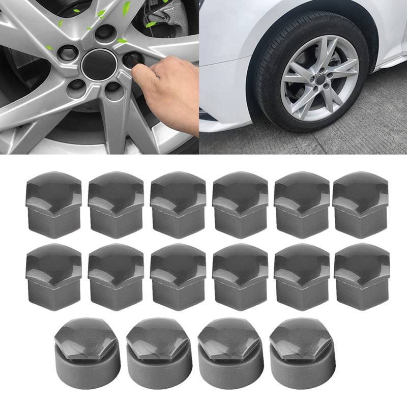 Radbolzenkappen 2pcs 17mm Mutter Auto Rad Auto Nabe Schraube Schutz Anti-Diebstahl-Abdeckung Kappe Gray von AYNEFY