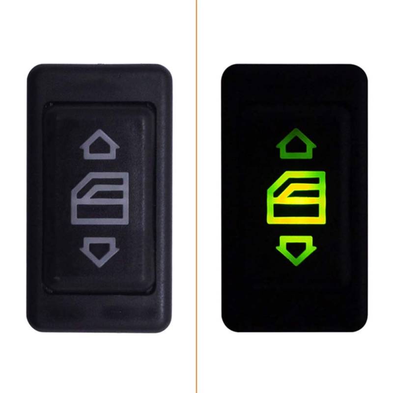 Fensterheber Schalter,Elektrischer Fensterheberschalter Universal 12V 24V 1A 6Pin Auto Elektrische Fensterheber Schalter Taste mit Grünem LED Licht, Geeignet für Alle Autos Schwarz von AYNEFY