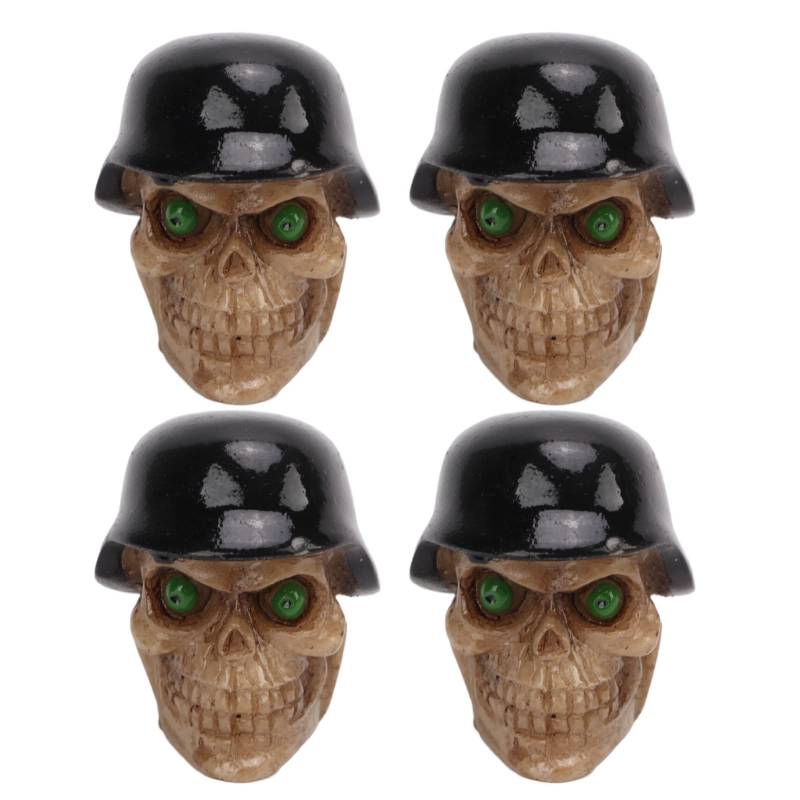 Ventilkappen, 4 Stück/Set Totenkopf-Reifenschaft-Ventilabdeckungen mit Gummiring, Totenkopf-Luftreifen-Ventilkappen, Autoreifen-Luftfelgenabdeckungen, Autoreifen-Felgenkappen, von AYNEFY