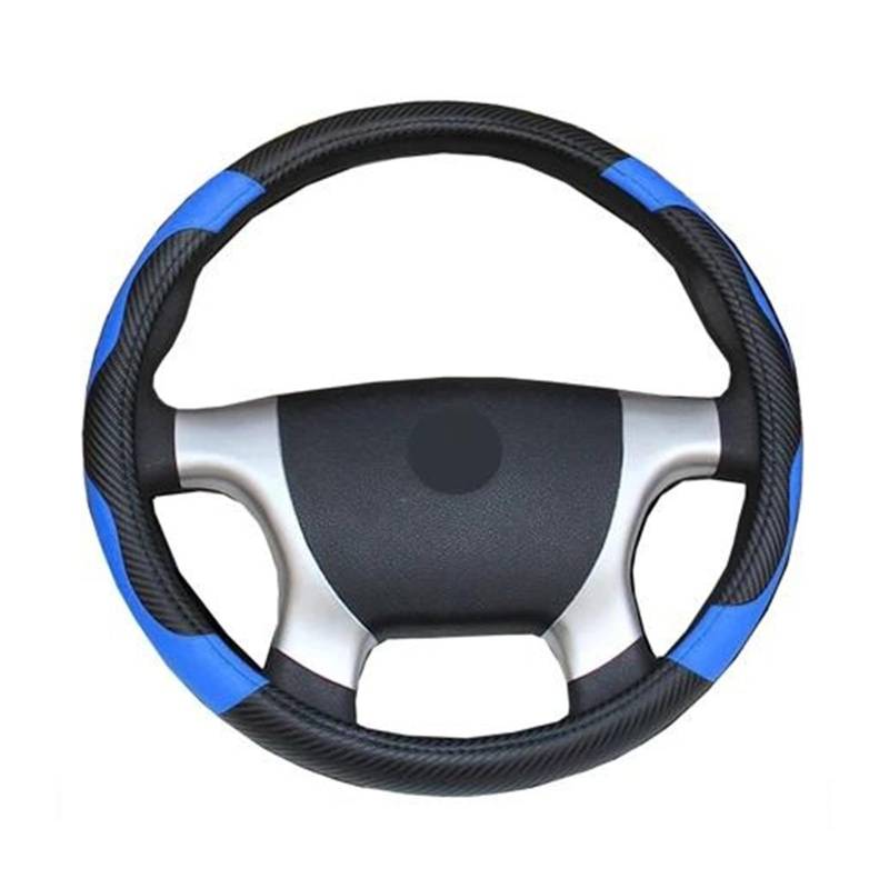 Lenkrad Abdeckung Auto Lenkradbezug Bus LKW Für 36 38 40 42 45 47 50 cm Außendurchmesser Blau Rot Mikrofaser Leder Lenkradhülle Lenkradschoner(Blue 36CM) von AYOK