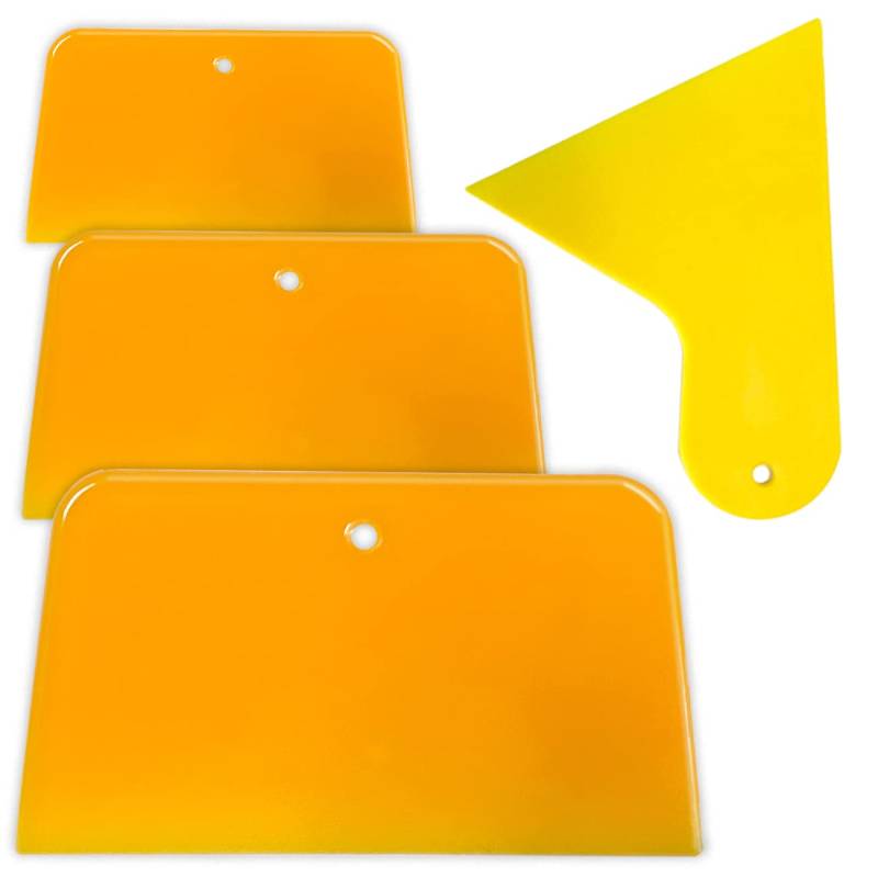 AYWFEY Set mit 4 Kunststoff-Schaberwerkzeugen, 7,6 cm, 10,2 cm, 12,7 cm, 15,2 cm, Schaber Acryl auf Hartplastik, zum Auftragen von Spachtelmassen und Acrylfarben, orange von AYWFEY