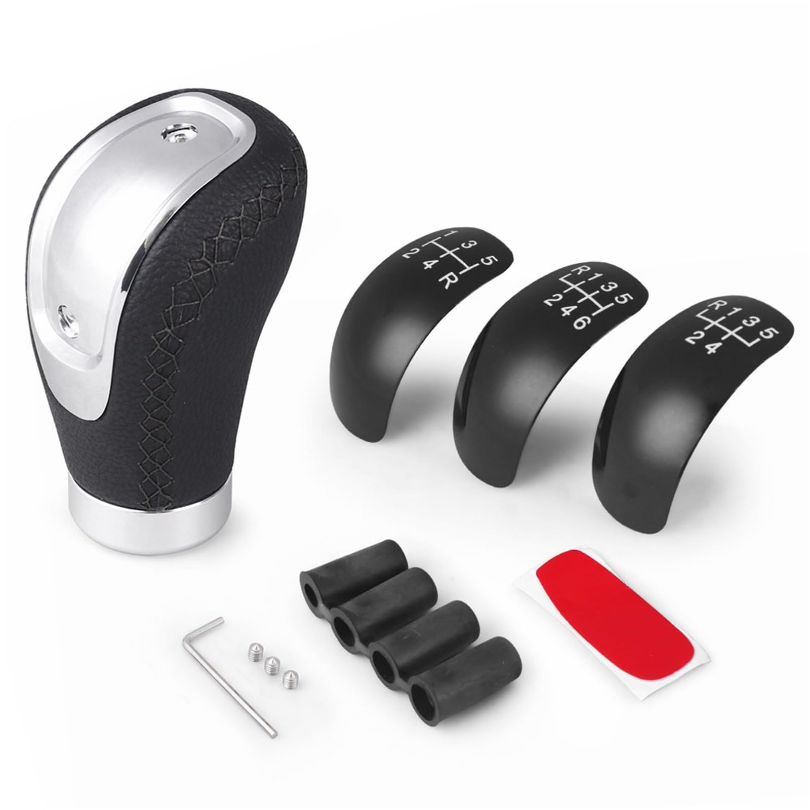 Schaltknauf, SchaltknüPpel ​5/6-Gang-Auto-Schalthebel-Schaltknauf, Schalthebelkopf, Universal-Leder(Black) von AYXAMO