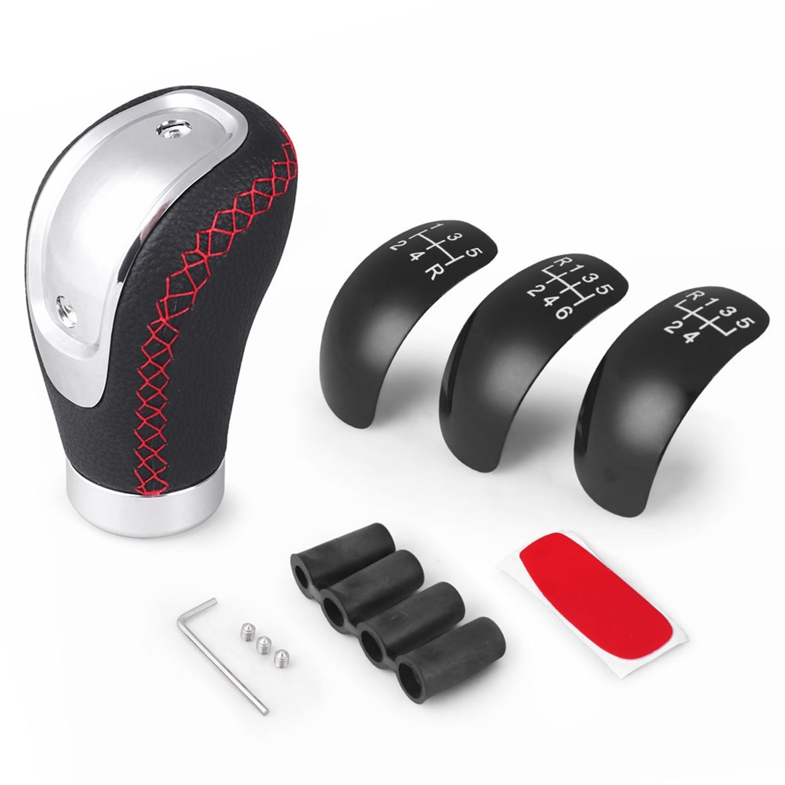 Schaltknauf, SchaltknüPpel ​5/6-Gang-Auto-Schalthebel-Schaltknauf, Schalthebelkopf, Universal-Leder(Red) von AYXAMO