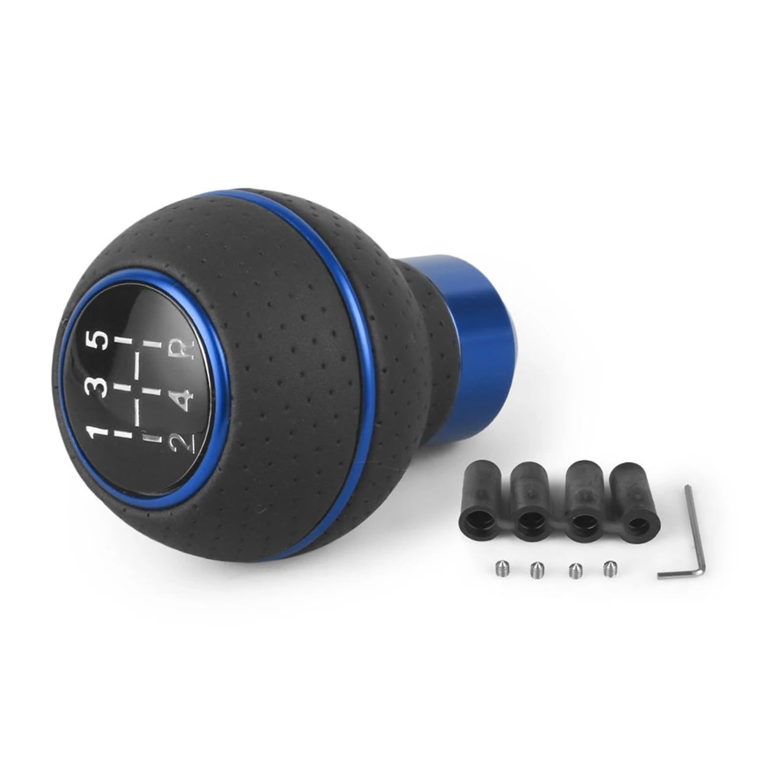 Schaltknauf, SchaltknüPpel 5 Gang Schaltknauf Kopf Stick Aluminium Auto Universal Schwarz Silber Rot Blau (Blue) von AYXAMO