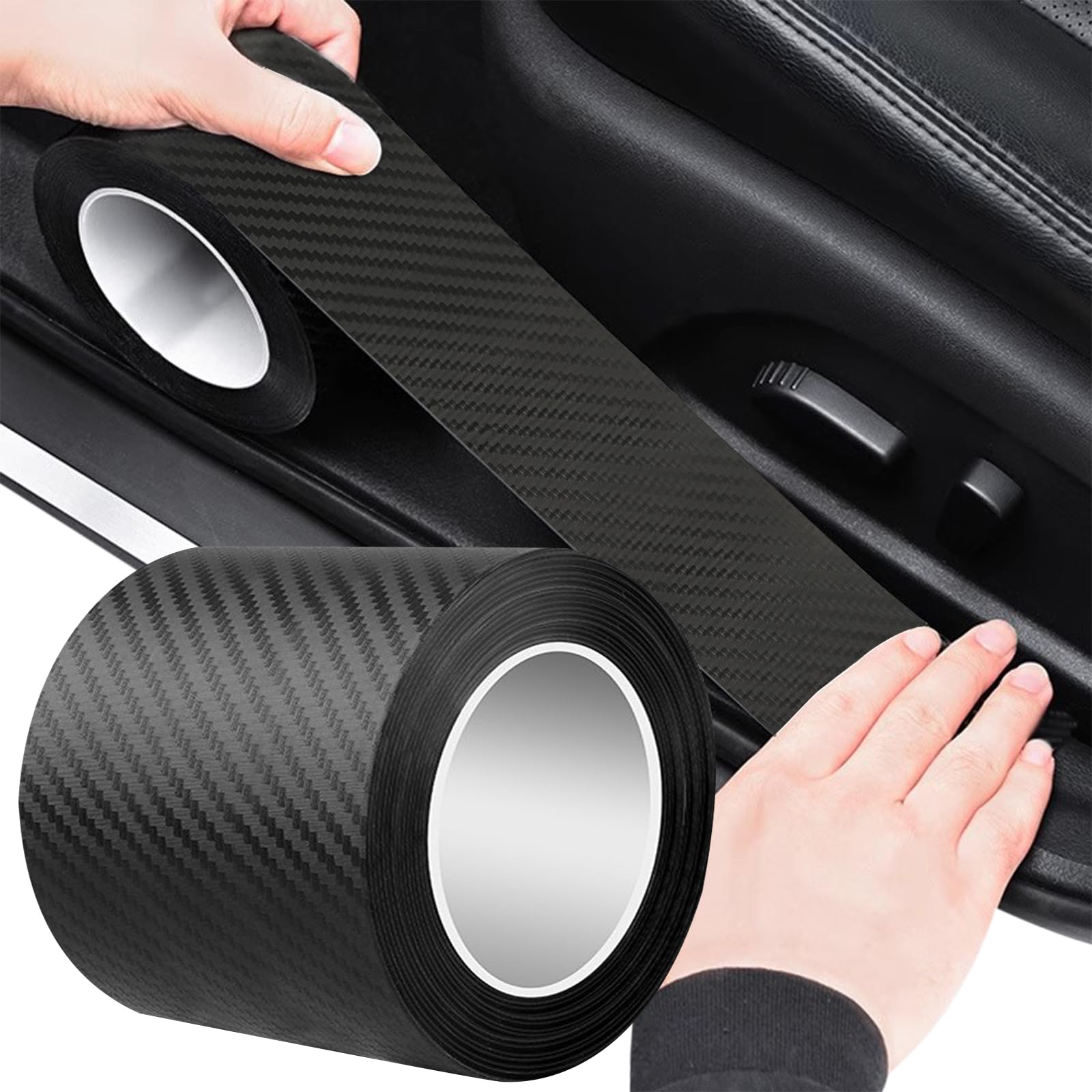 Auto Einstiegsleisten Kohlefaser Aufkleber, Schwarz Auto Einstiegsleisten Schutz, Auto Schutzfolie Selbstklebend Lackschutzfolie für Autotürschutz Einstiegsleistenschutz Stoßstangenschut (10cm x10m) Auto Einstiegsleisten Kohlefaser Aufkleber, Schwarz Auto Einstiegsleisten Schutz, Auto Schutzfolie Selbstklebend Lackschutzfolie für Autotürschutz Einstiegsleistenschutz Stoßstangenschut (10cm x10m) von AYYDS