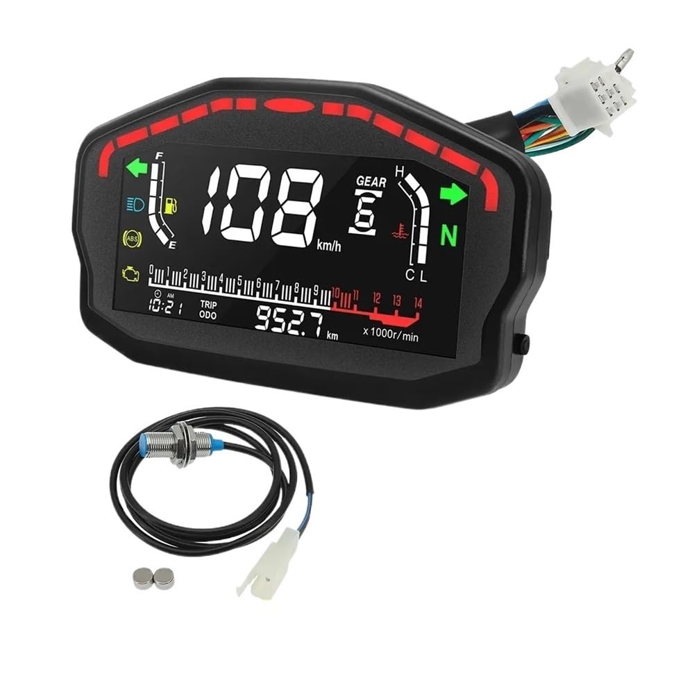 AZSUL Drehzahlmesser Digitales Motorrad Universal Zubehör Tachometer 14000 RPM Tachometern Meter Geschwindigkeit Meter Kraftstoffanzeige Montage AZSUL Drehzahlmesser Digitales Motorrad Universal Zubehör Tachometer 14000 RPM Tachometern Meter Geschwindigkeit Meter Kraftstoffanzeige Montage von AZSUL