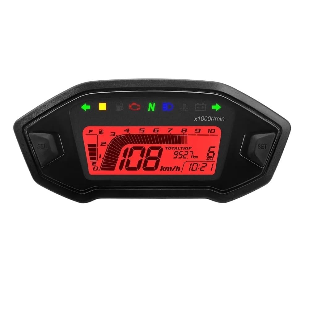 AZSUL Drehzahlmesser Motorradzubehör Tachometer 10000 U/min Digitaler Tachometer Tacho Dash Geschwindigkeitsmesser MPH KMH Kilometerzähler von AZSUL