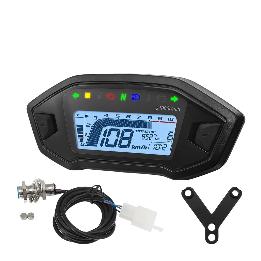 AZSUL Drehzahlmesser Universal Für 1,2,4 Zylinder 10000RPM Motorrad Display -Computer-geschwindigkeitsmesser-grüne Tachometer Mit Digital Sensor Dashboard Gauge AZSUL Drehzahlmesser Universal Für 1,2,4 Zylinder 10000RPM Motorrad Display -Computer-geschwindigkeitsmesser-grüne Tachometer Mit Digital Sensor Dashboard Gauge von AZSUL