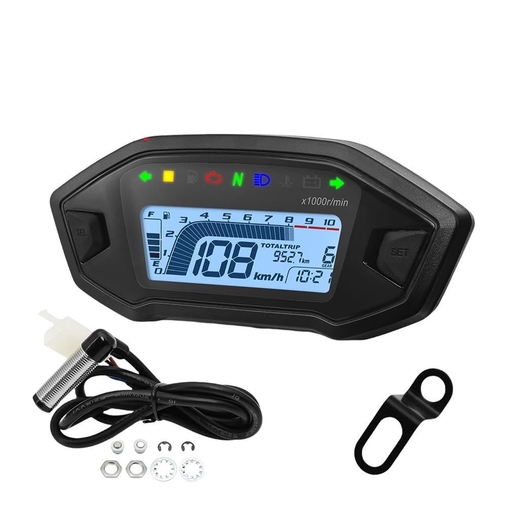 AZSUL Drehzahlmesser Universal Für 1,2,4 Zylinder 10000RPM Motorrad Display -Computer-geschwindigkeitsmesser-grüne Tachometer Mit Digital Sensor Dashboard Gauge AZSUL Drehzahlmesser Universal Für 1,2,4 Zylinder 10000RPM Motorrad Display -Computer-geschwindigkeitsmesser-grüne Tachometer Mit Digital Sensor Dashboard Gauge von AZSUL