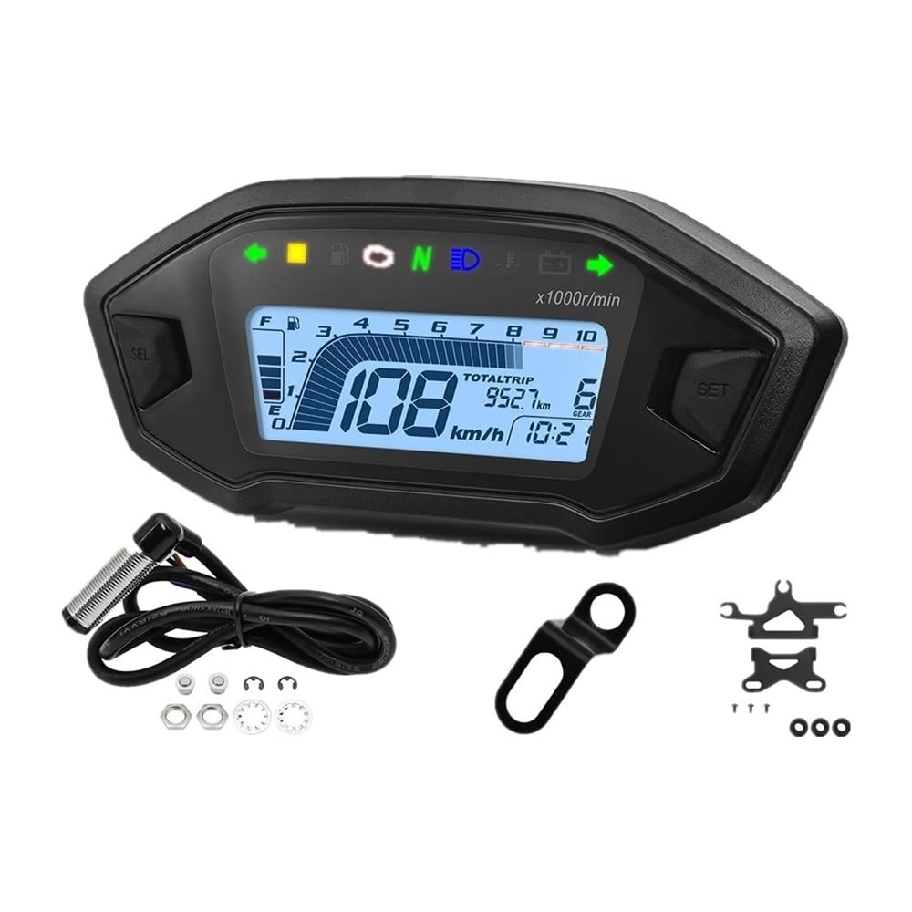 AZSUL Drehzahlmesser Universal Für 1,2,4 Zylinder 10000RPM Motorrad Display -Computer-geschwindigkeitsmesser-grüne Tachometer Mit Digital Sensor Dashboard Gauge AZSUL Drehzahlmesser Universal Für 1,2,4 Zylinder 10000RPM Motorrad Display -Computer-geschwindigkeitsmesser-grüne Tachometer Mit Digital Sensor Dashboard Gauge von AZSUL