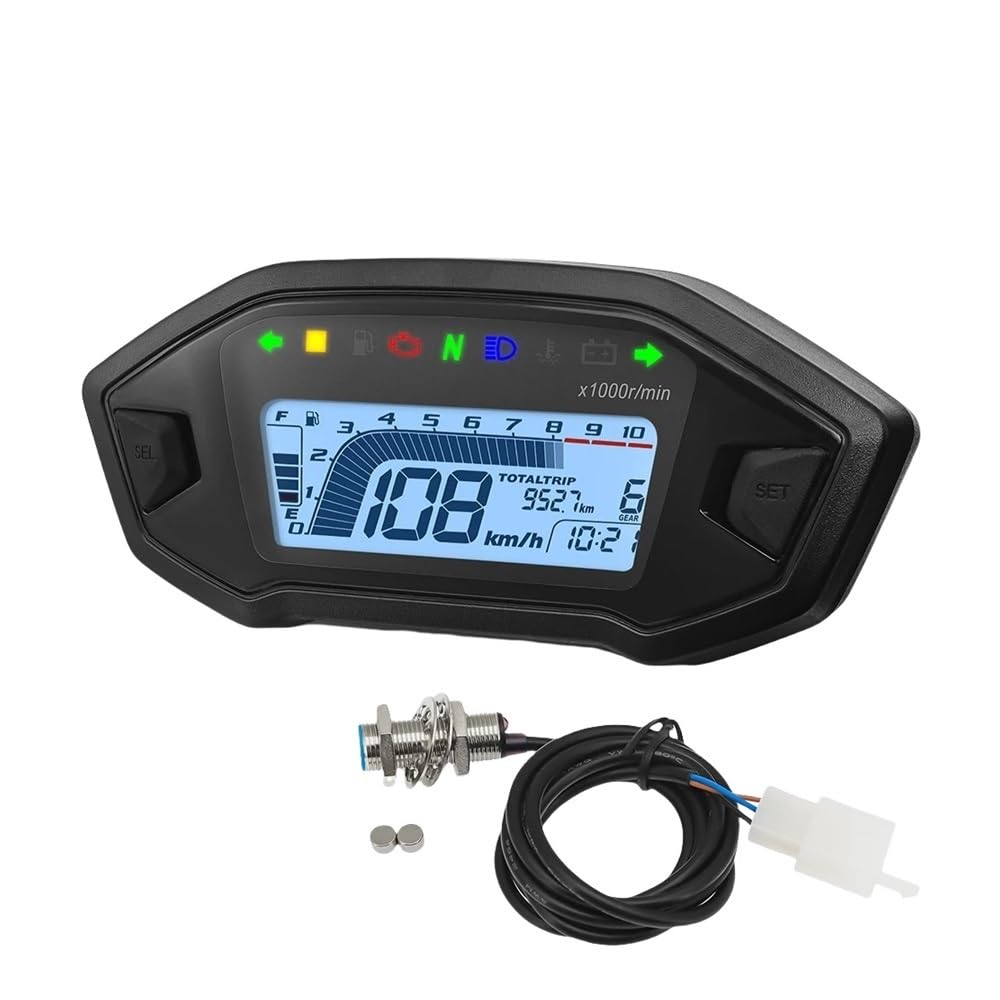 AZSUL Drehzahlmesser Universal Für 1,2,4 Zylinder 10000RPM Motorrad Display -Computer-geschwindigkeitsmesser-grüne Tachometer Mit Digital Sensor Dashboard Gauge AZSUL Drehzahlmesser Universal Für 1,2,4 Zylinder 10000RPM Motorrad Display -Computer-geschwindigkeitsmesser-grüne Tachometer Mit Digital Sensor Dashboard Gauge von AZSUL