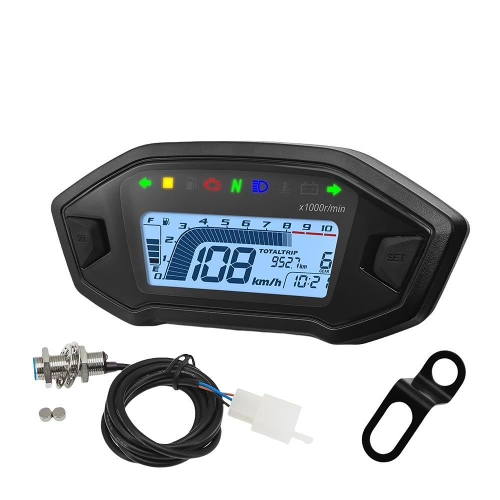 AZSUL Drehzahlmesser Universal Für 1,2,4 Zylinder 10000RPM Motorrad Display -Computer-geschwindigkeitsmesser-grüne Tachometer Mit Digital Sensor Dashboard Gauge AZSUL Drehzahlmesser Universal Für 1,2,4 Zylinder 10000RPM Motorrad Display -Computer-geschwindigkeitsmesser-grüne Tachometer Mit Digital Sensor Dashboard Gauge von AZSUL