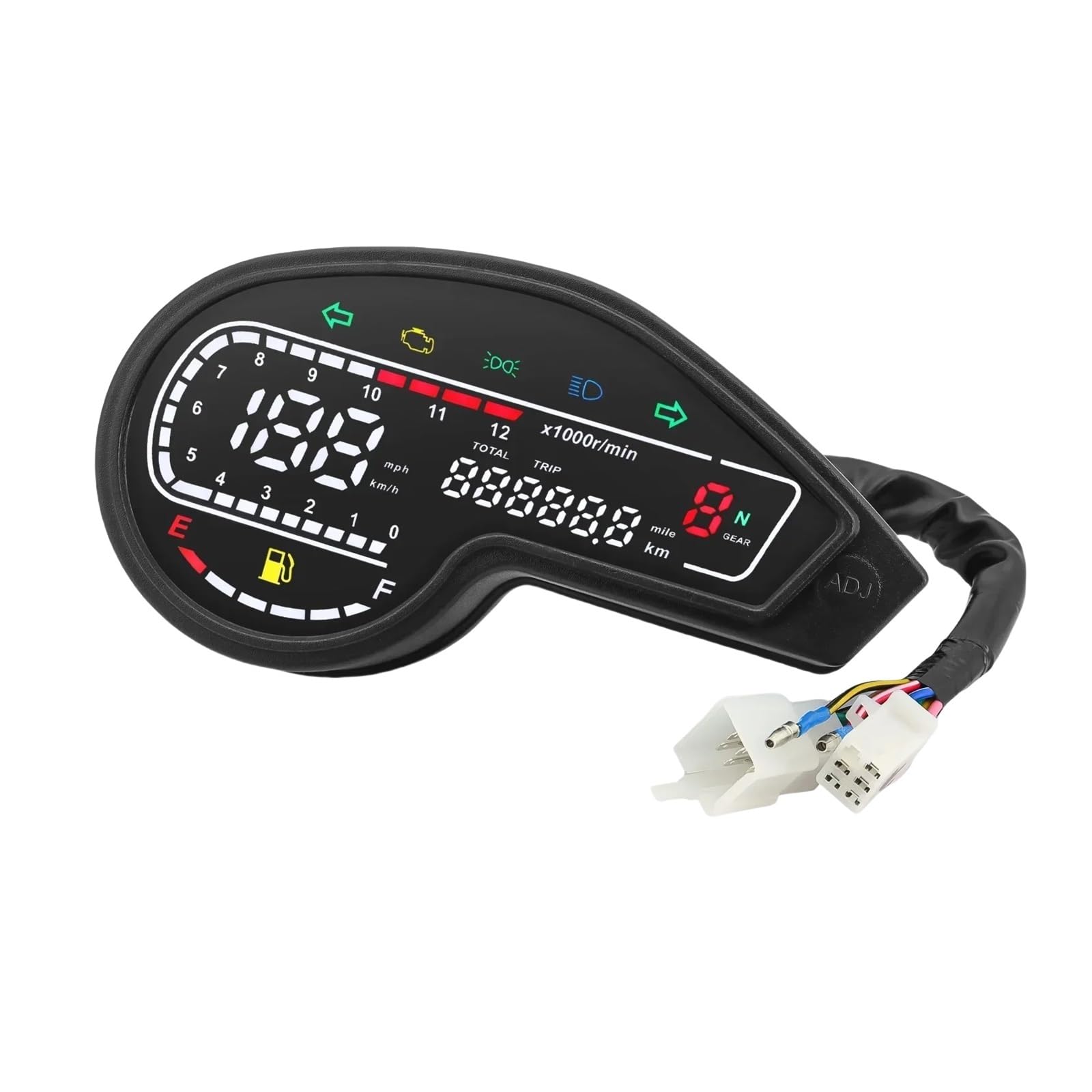 AZSUL Drehzahlmesser Universal Motorrad Tachometer Digital Kilometerzähler Geschwindigkeit Km/h MPH 12000rpm Drehzahlmesser Ölstandsanzeige Für Titan 150 von AZSUL