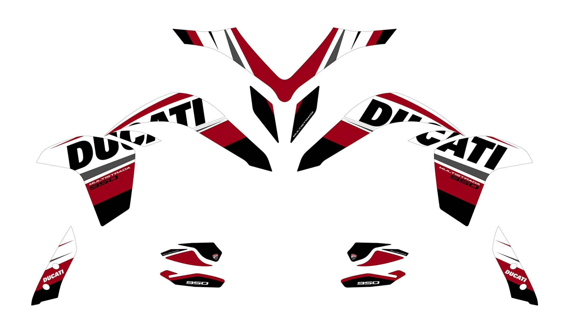 Aufkleber-Set für Ducati Multistrada 950 2017-2018 FS-MULTI-950-17-18-L (weiß) von AZgraphishop