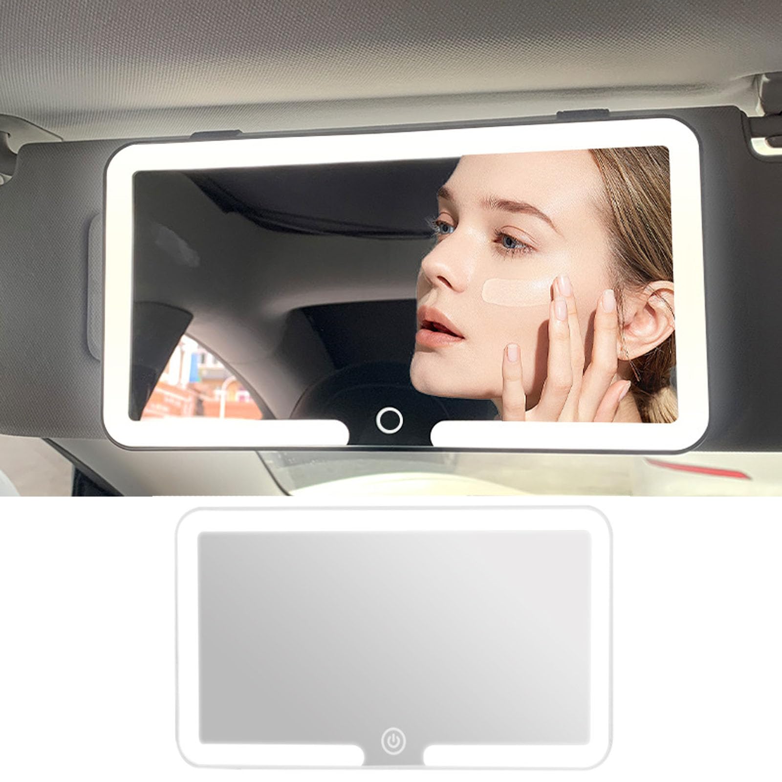 Auto Spiegel, Auto Kosmetikspiegel mit 3 Modi, Wiederaufladbarer Led Sonnenblende Auto Schminkspiegel, Touch Bedienung Autovisier Kosmetikspiegel (Weiß) von Aartner