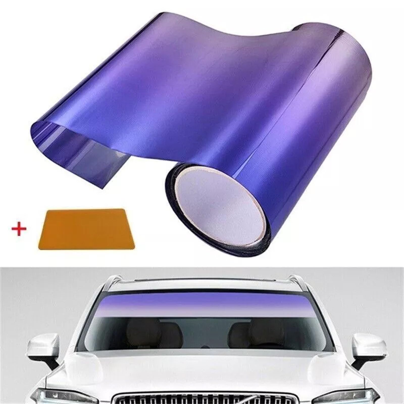 Autofenster Sonnenschutzfolie, 150cm x 20cm Fensterfolie Streifen Allmähliche Farbe Frontscheibe Folien, Auto Sonnenblende Fenster Solar Auto FrontscheibeTönungsstreifen Aufkleber (Lila) von Aartner