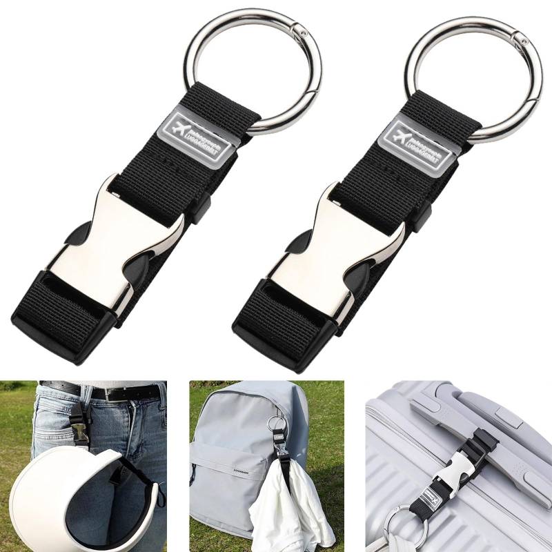 Aatpuss2 Pieces Luggage Strap Jacket Gripper, Gepäckgurte, Outdoor Gepäck-Haken Mit Karabiner Und Silberner Metallschnalle, Einstellbar Für Reisen Und Den Einsatz Im Freien, Rucksackhaken von Aatpuss