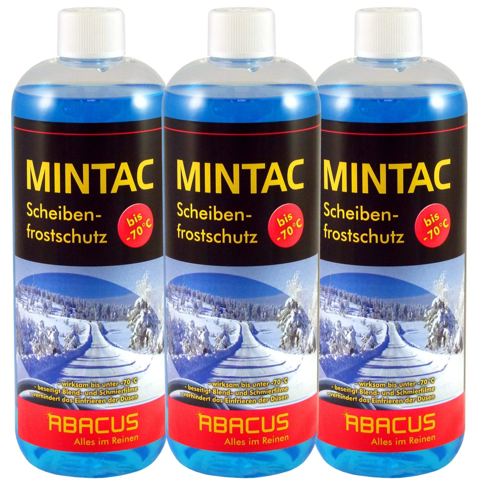 ABACUS® Scheibenfrostschutz bis -70 °C, Frostschutzmittel, Scheibenfrostschutz Konzentrat, Frostschutzmittel Scheibenwaschanlage – Scheibenfrostschutz Konzentrat 3x 1000ml (7046) von ABACUS