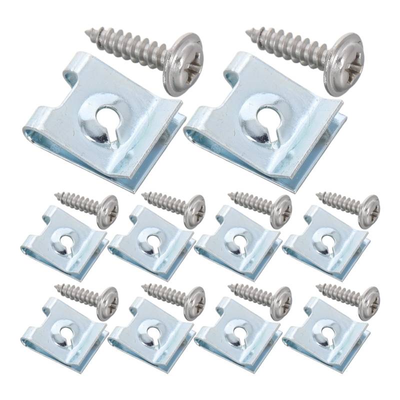 Abaodam 200 Stück Auto-u-förmige Schnalle Schrauben Clips Befestigungselement Für Die Plattenmontage U Clips Schrauben Befestigungsklammern Aus Metall Kohlenstoffstahl Q235 Silber von Abaodam