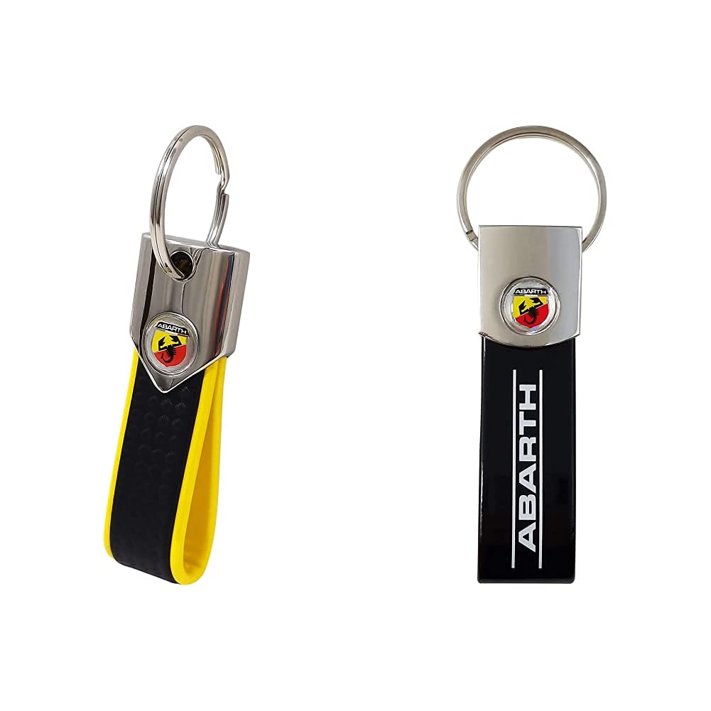 Abarth offizieller Schlüsselanhänger, kohlefaser look und gelb & 21757 offizieller schwarzer Schlüsselanhänger, Black, One Size von Abarth