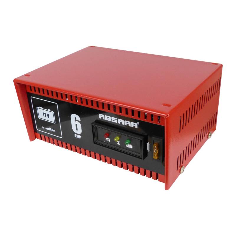 Absaar 635606 Batterie Ladegerät 6A 12V, Schwarz/rot von Absaar