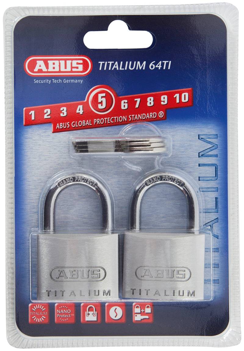 ABUS AB64TI/40 TWINS Vorhängeschlösser, grau, 2 Stück von ABUS