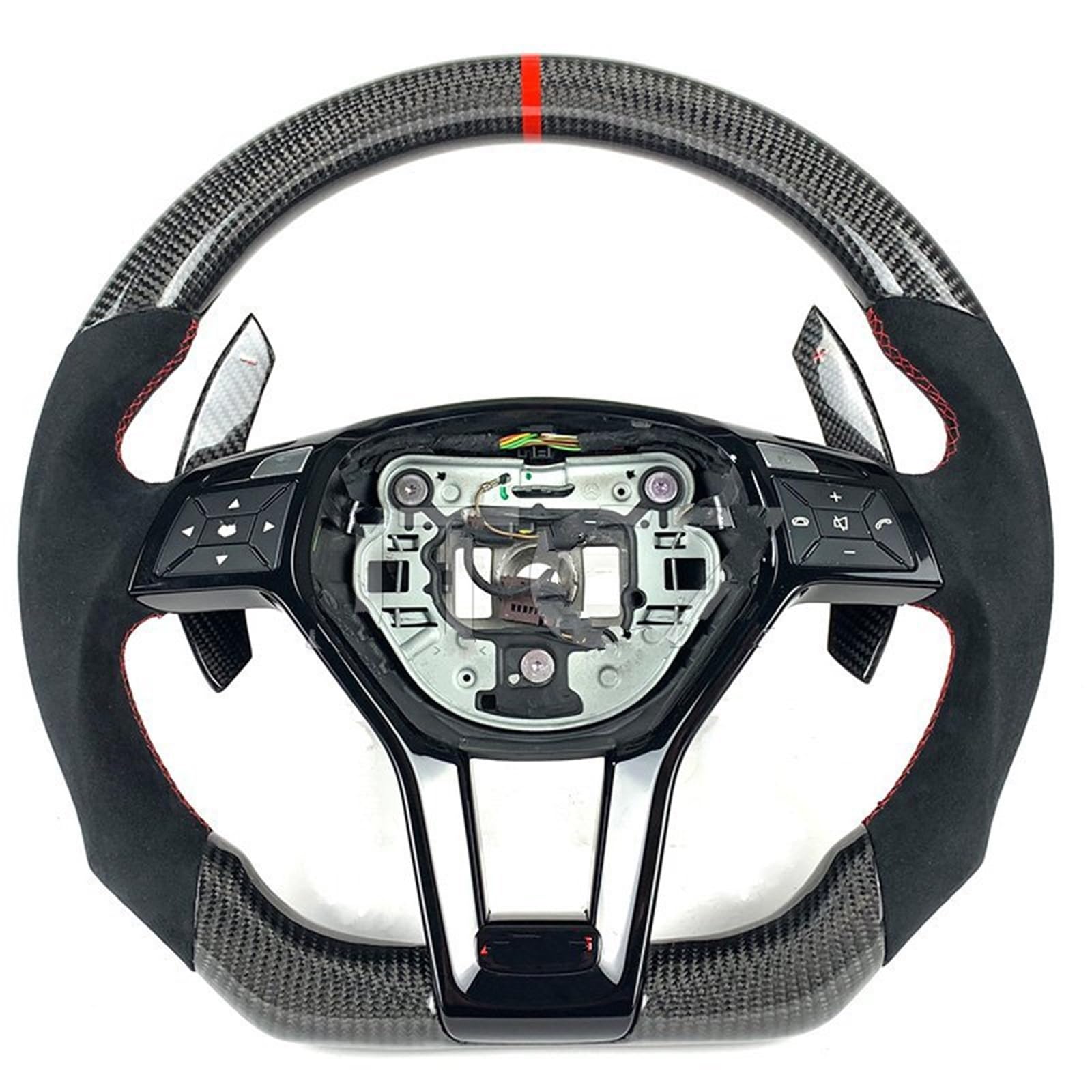 AcarKing Kompatibel Mit Benz Für CLS W176 Für GLA Für CLA Für GLC A B C E-Klasse Für GLK M W204 Für AMG 2010 2011 2012 2013 Carbonfaser-Autolenkrad Lenkrad Auto(Size 3) von AcarKing