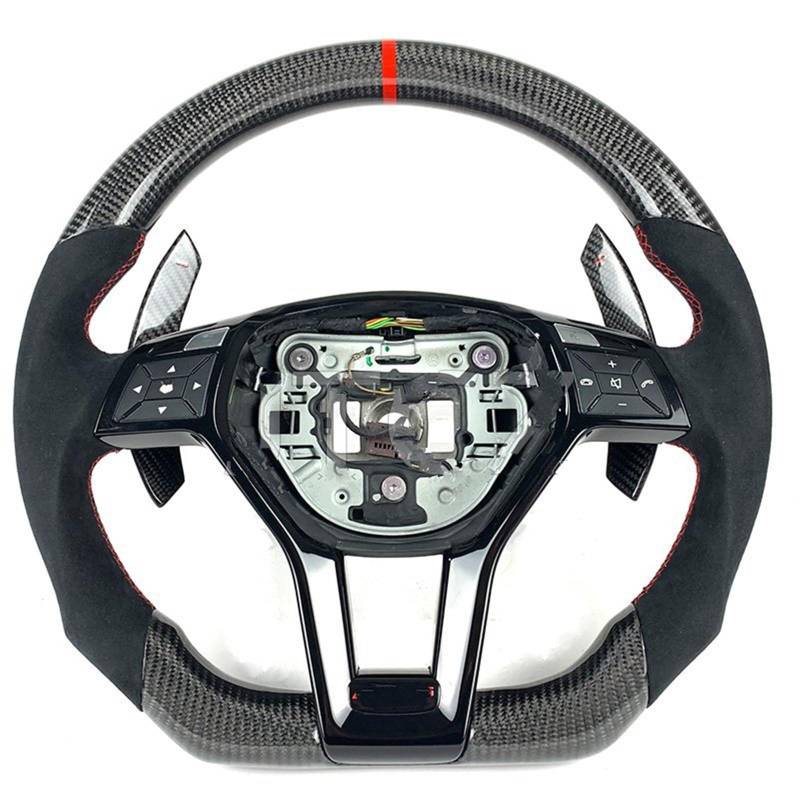 AcarKing Kompatibel Mit Benz Für CLS W176 Für GLA Für CLA Für GLC A B C E-Klasse Für GLK M W204 Für AMG 2010 2011 2012 2013 Carbonfaser-Autolenkrad Lenkrad Auto(Size 3) von AcarKing