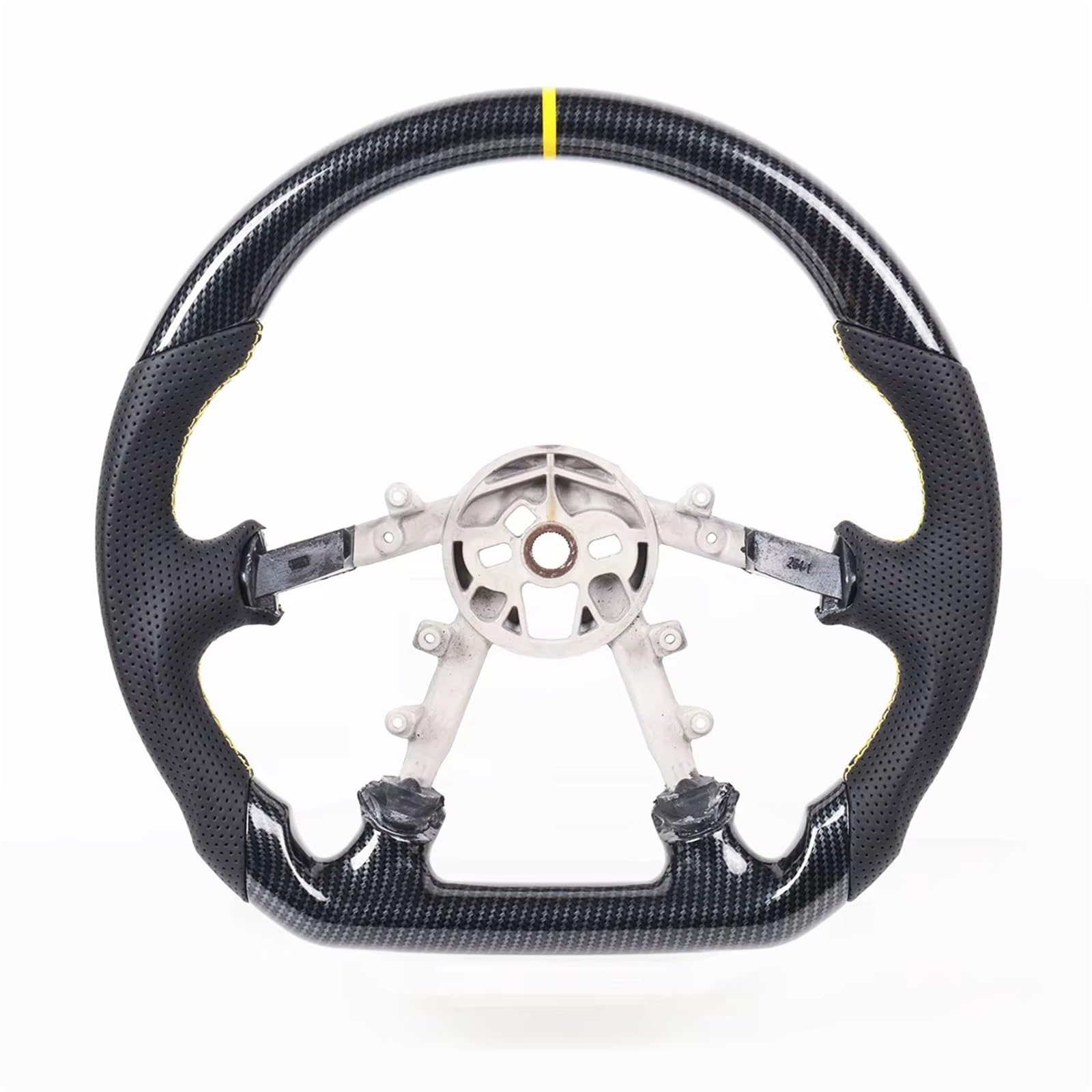 AcarKing Kompatibel Mit Chevrolet Für Corvette C5 1997 1998 1999 2000 2001 2002 2003 2004 Carbonfaser-Lenkradbaugruppe Autozubehör Lenkrad Auto(Yellow) von AcarKing