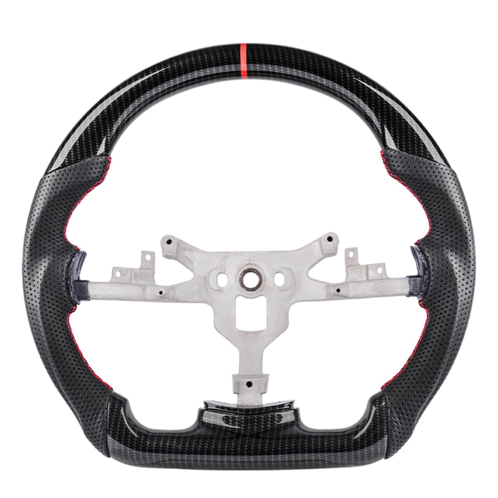 AcarKing Kompatibel Mit Chevrolet Für Corvette C6 Z06 Zr1 2006 2007 2008 2009 2010 2011 Carbonfaser-Lenkrad-Ersatz-Sportlenkräder Lenkrad Auto(Red) von AcarKing