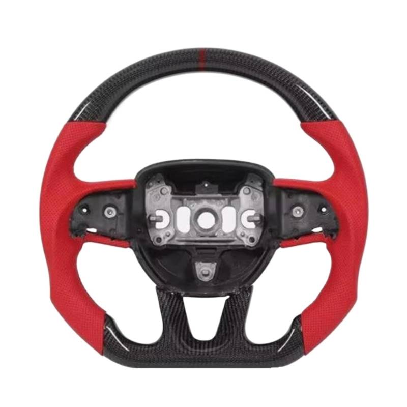 AcarKing Kompatibel Mit Dodge Für Charger Für Challenger Für SRT Für Hellcat 2015 2016 2017 2018 2019 2020 Carbonfaser-Autorennen-Sportlenkrad Lenkrad Auto von AcarKing